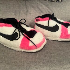 Fuzzy & Cozy Hot Pink and Black Sneaker Slippers